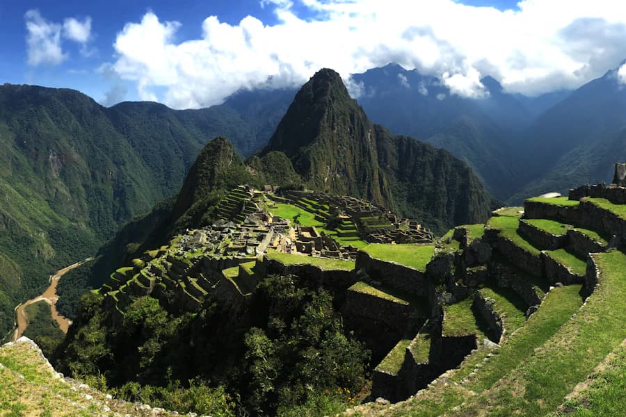 Machu Picchu citadel and Huayna Picchu at sunrise
