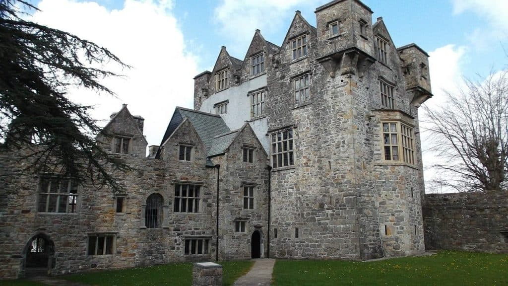 medieval Donegal Castle on cloudy day