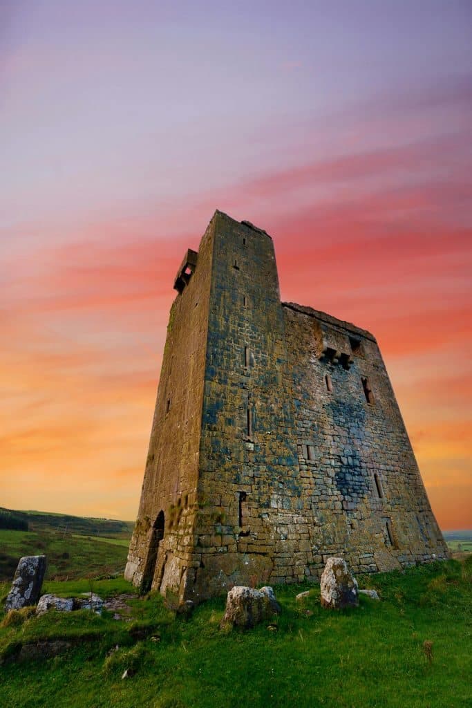 Castle in front of Sunset in County Galway, Ireland