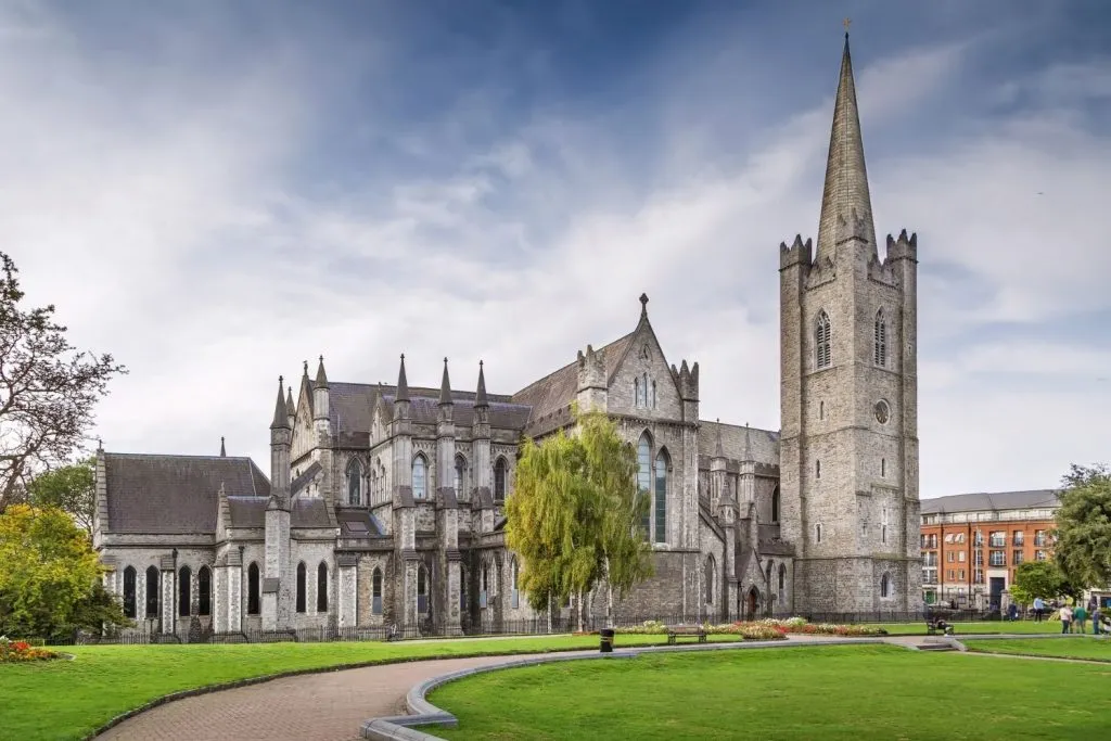 st. patrick’s cathedral ireland on a cloudy day