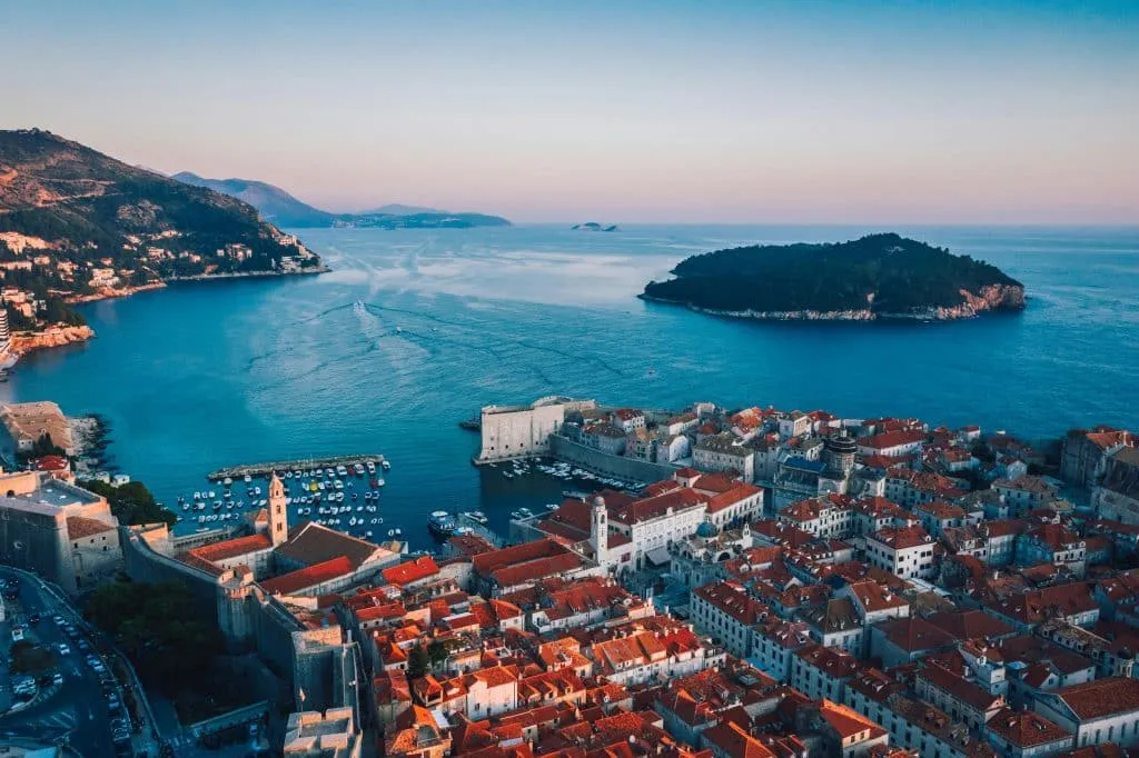 Aerial view of Coast in Dubrovnik, Croatia