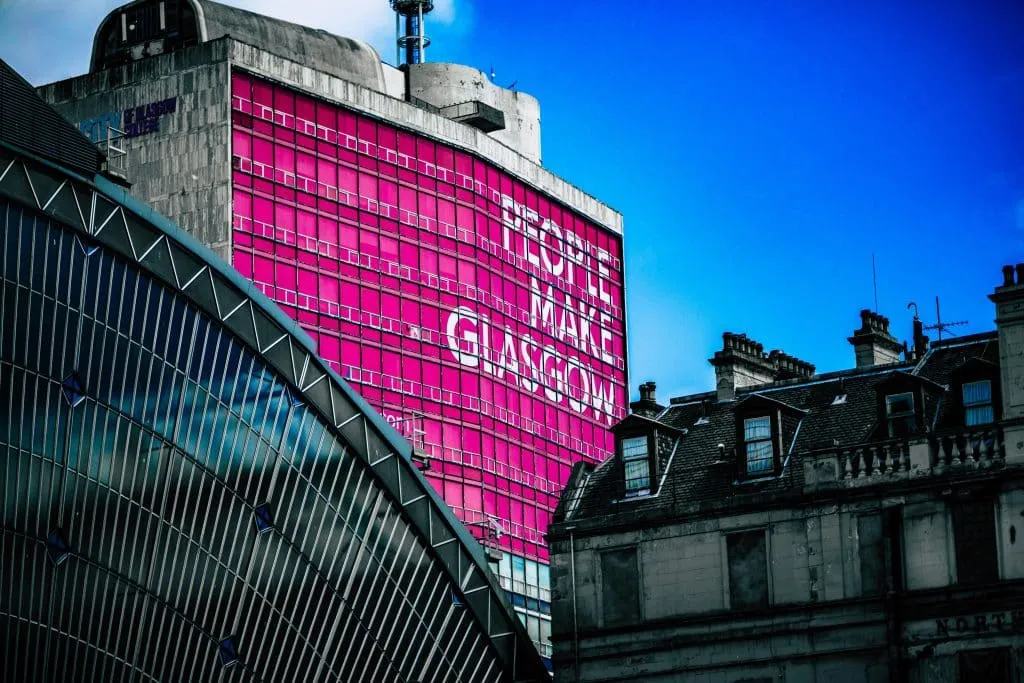 Photo taken above Glasgow Queen Street train station in Glasgow, UK