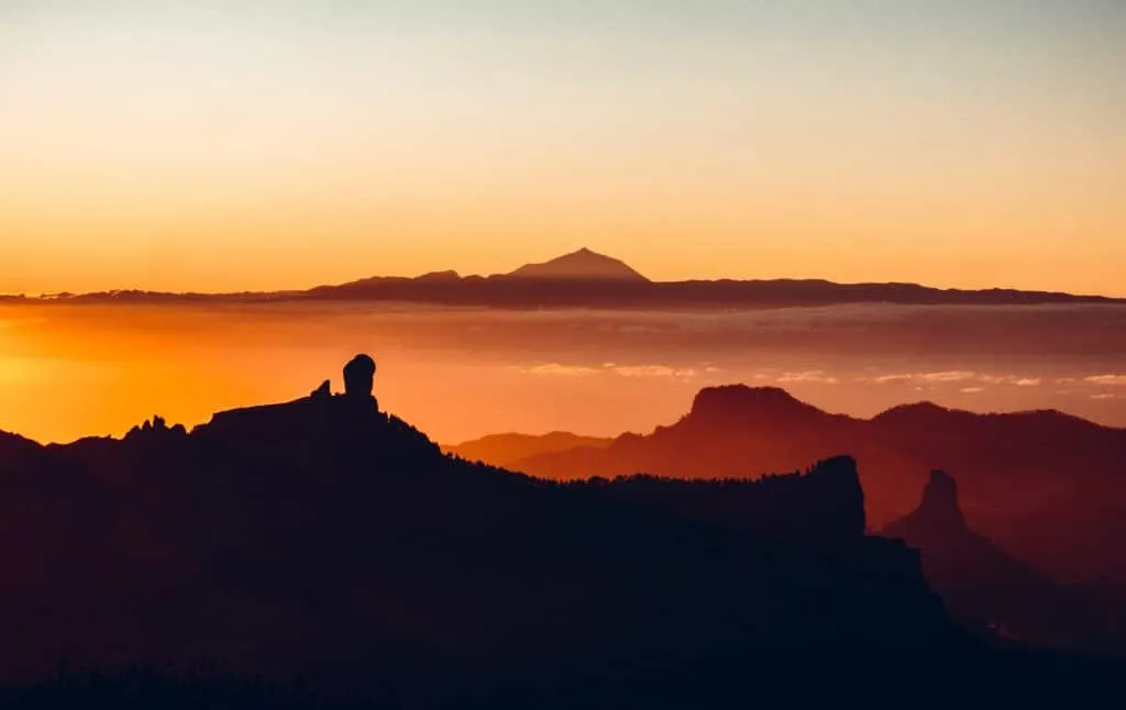 Spain mountain range at sundown