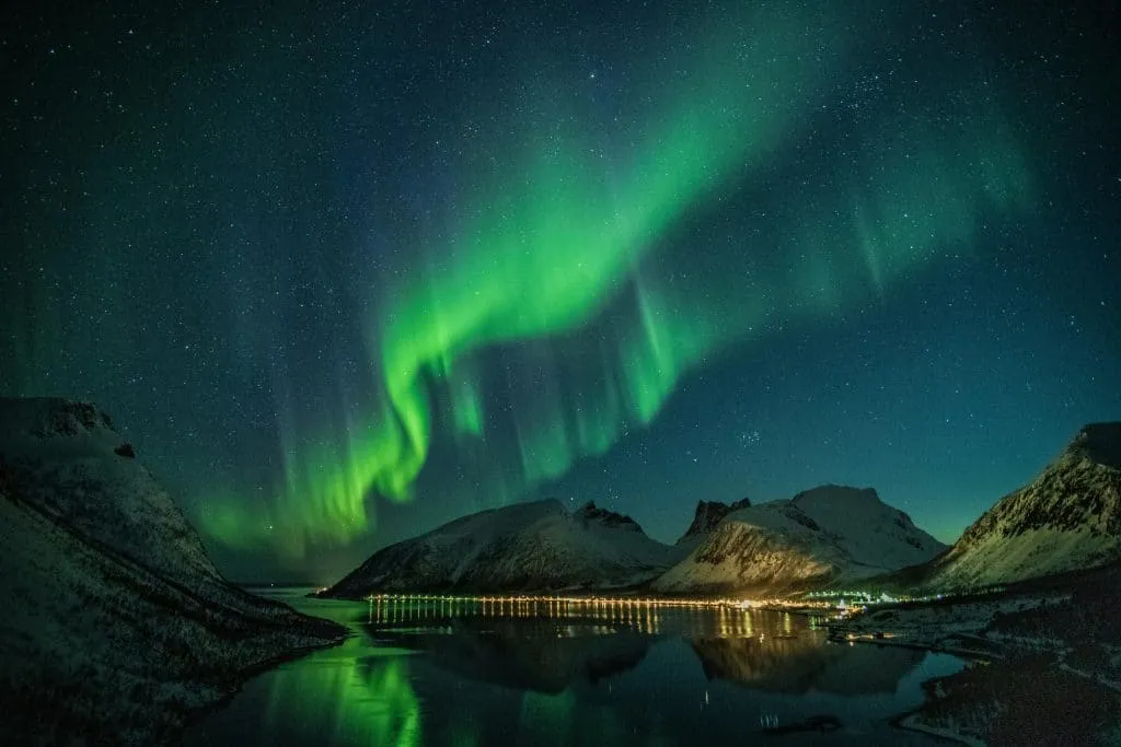 Aurora Above Lake at Night