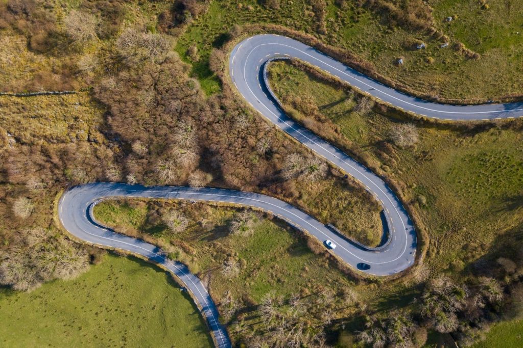 winding roads through Burren National Park