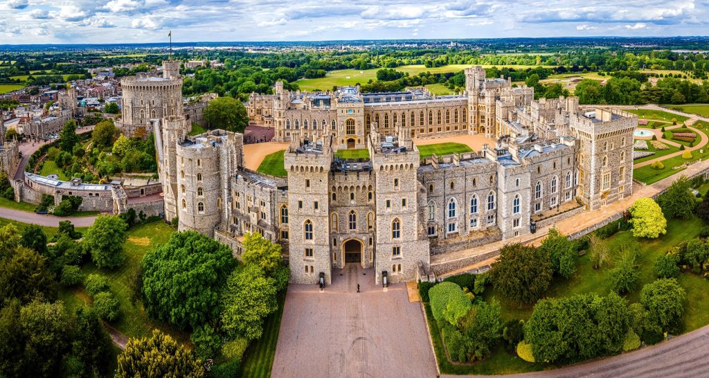 Aerial view of Windsor Castle. Masthead