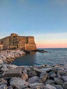 Sunset in Naples along the Coast of Italy