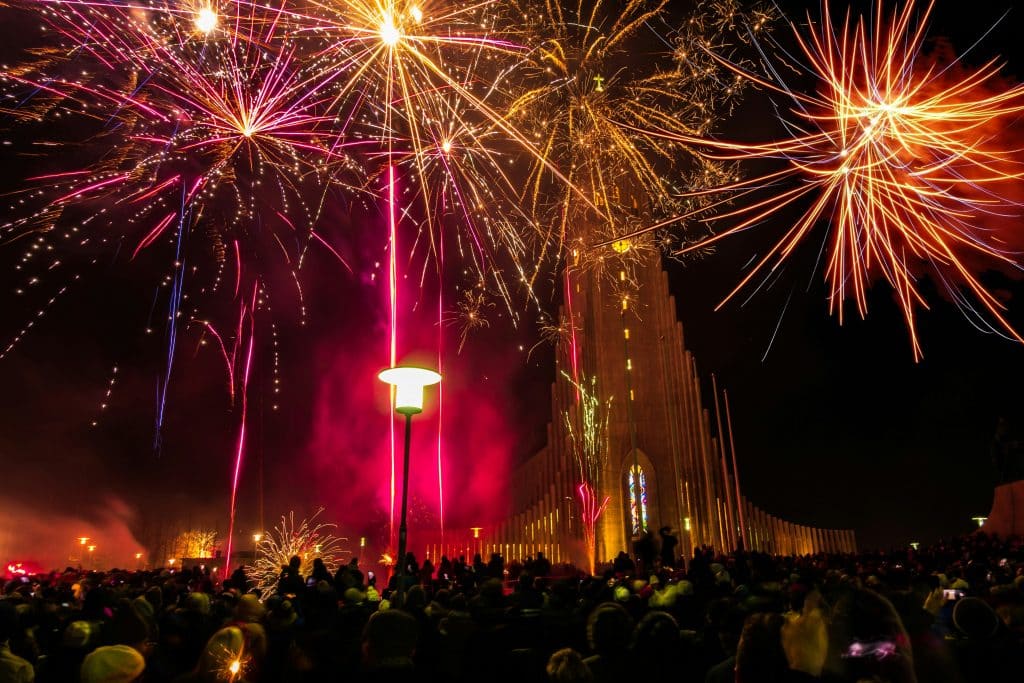 New Years' Eve Fireworks in Reykjavik Iceland