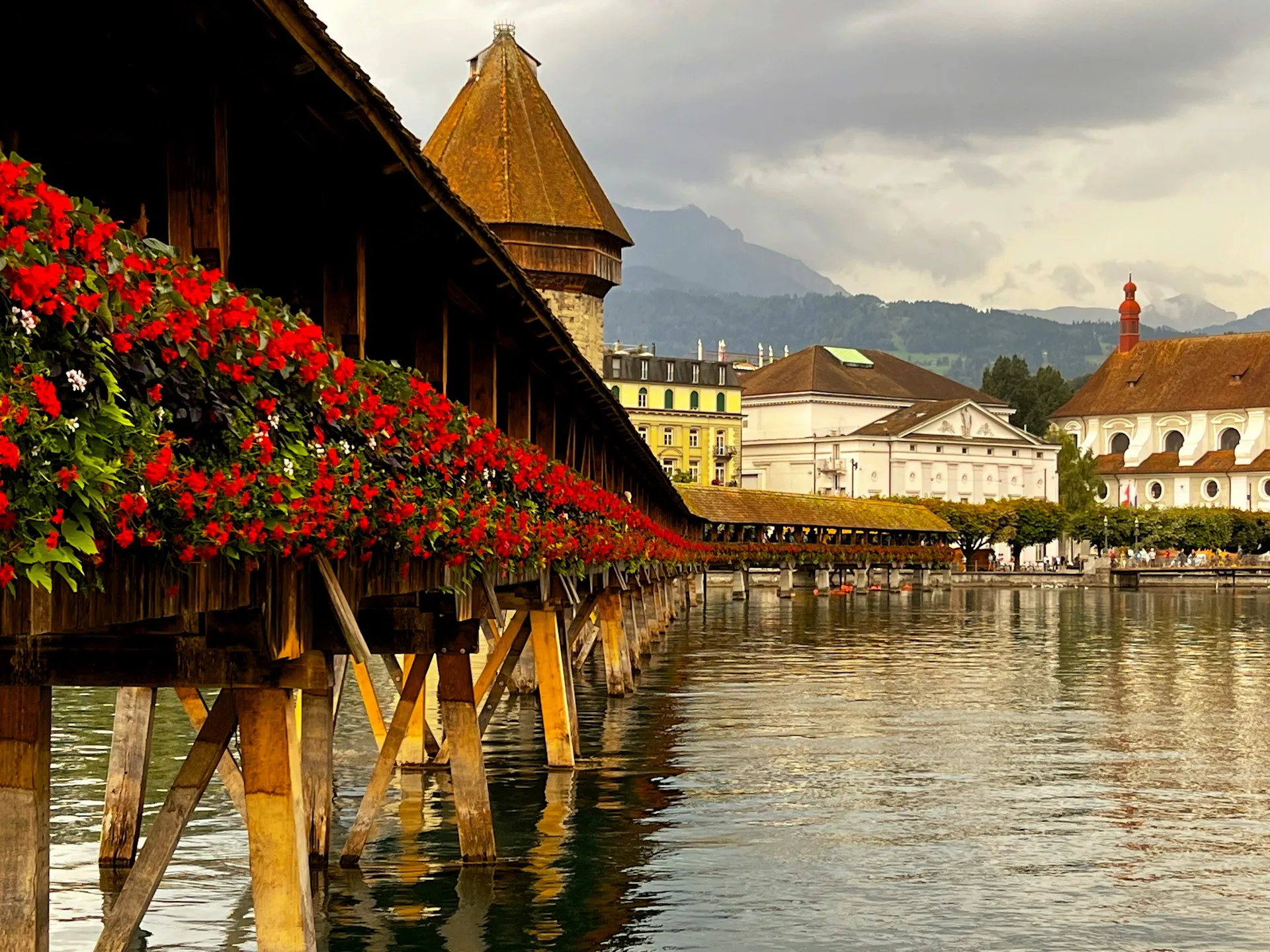 Evening in Lucerne by Chapel Bridge